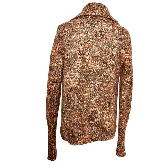 Talbots Brown Marled Shawl Collar Open Front Wool Alpaca Cardigan Medium - Picture 5 of 8